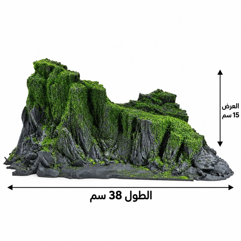 ديكور جاهز جبلي مع طحالب خضراء للأحواض 