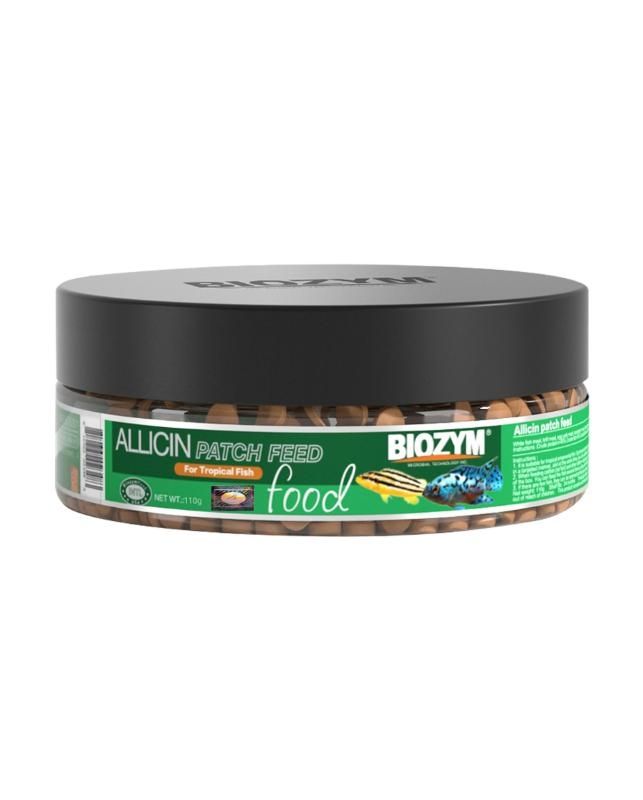 طعام الاسماك اقراص لاصقة من بايوزيم الامريكية بخلاصة الثوم لرفع المناعة 110 غم