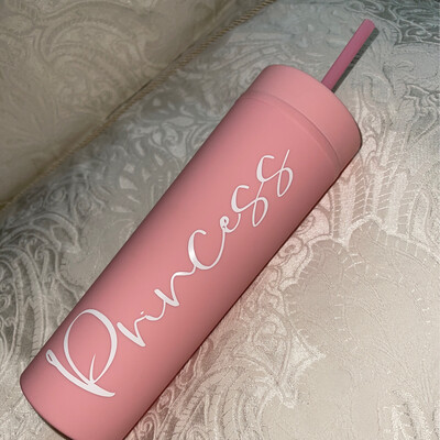 Customisable Skinny Tumbler With Straw