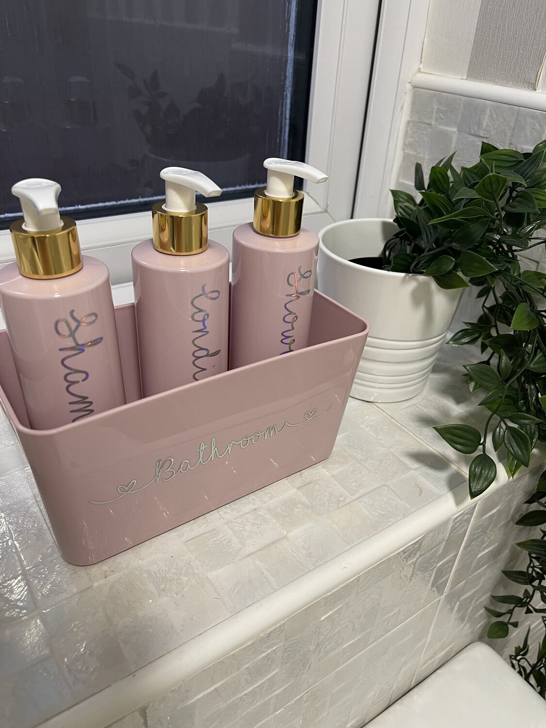 Pink personalised bottle set