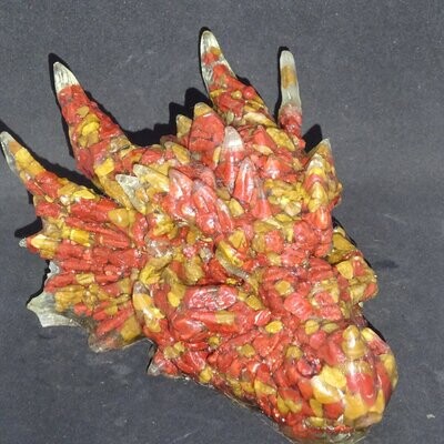 Drachenkopf aus der Neuen Zeit: Jaspis, rot & gelb 3