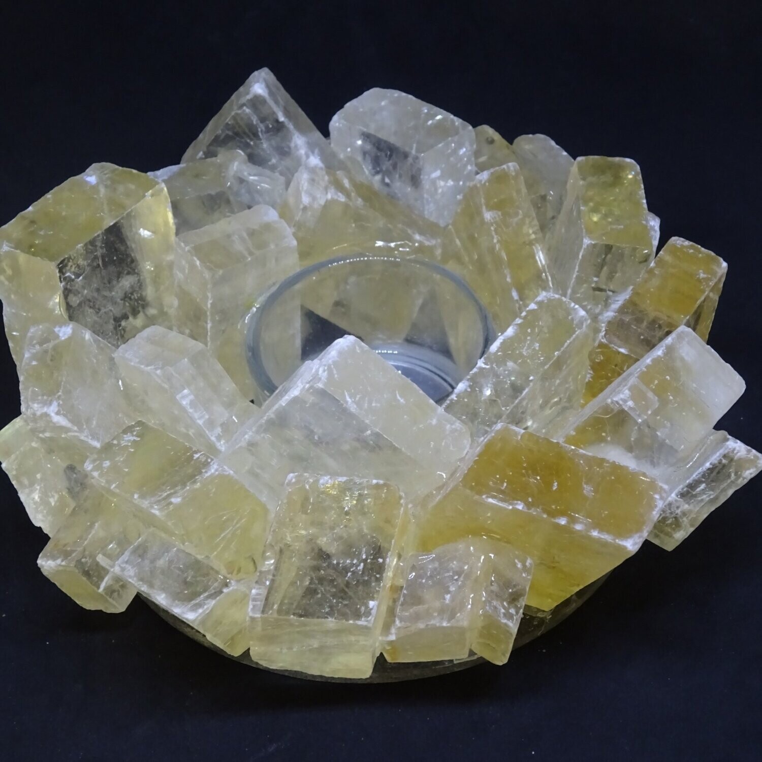 Teelicht: Calcit Rhomboeder Sonne 1
