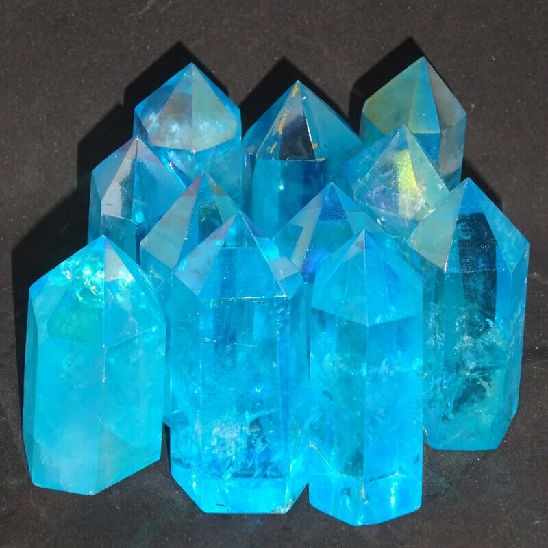 Kristallspitzen: Aqua Aura Quarz Kristallspitzen: Aqua Aura Quarz