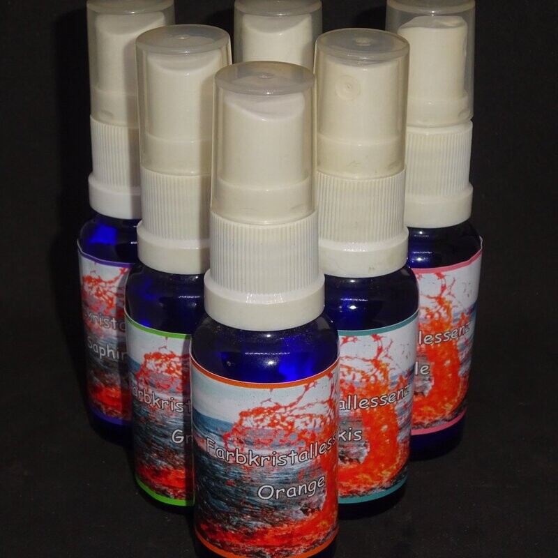 Farbkristallessenzen zu jeweils 20 ml, in Sprühflasche Farbkristallessenzen zu jeweils 20 ml, in Sprühflasche