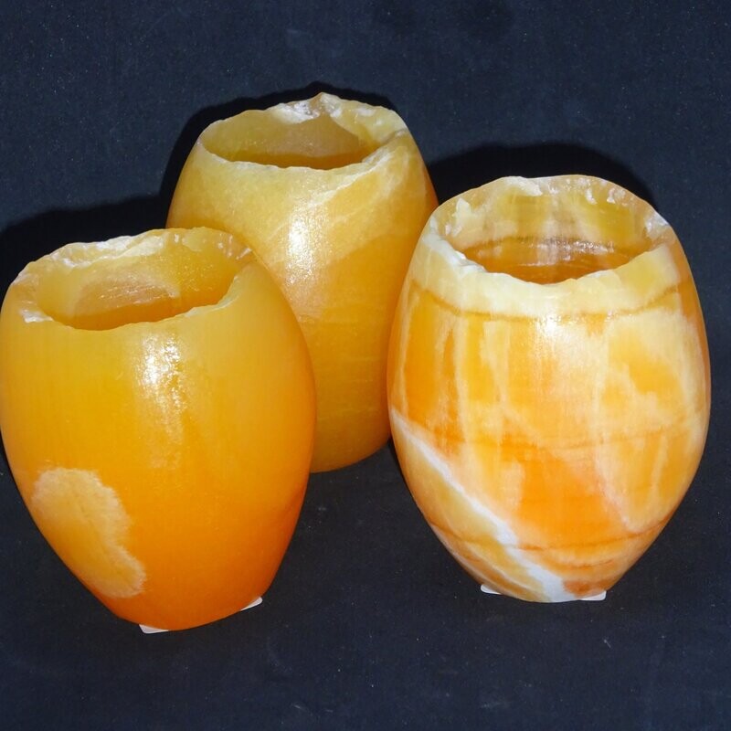 Teelicht: Orangencalcit, diverse Teelicht: Orangencalcit, diverse
