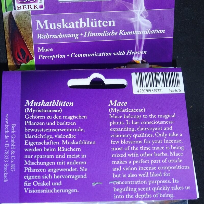 Räucherwerk: Muskatblüten 25 Gramm Räucherwerk: Muskatblüten 25 Gramm