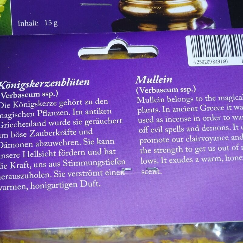 Räucherwerk: Königskerzenblüten 15 Gramm Räucherwerk: Königskerzenblüten 15 Gramm