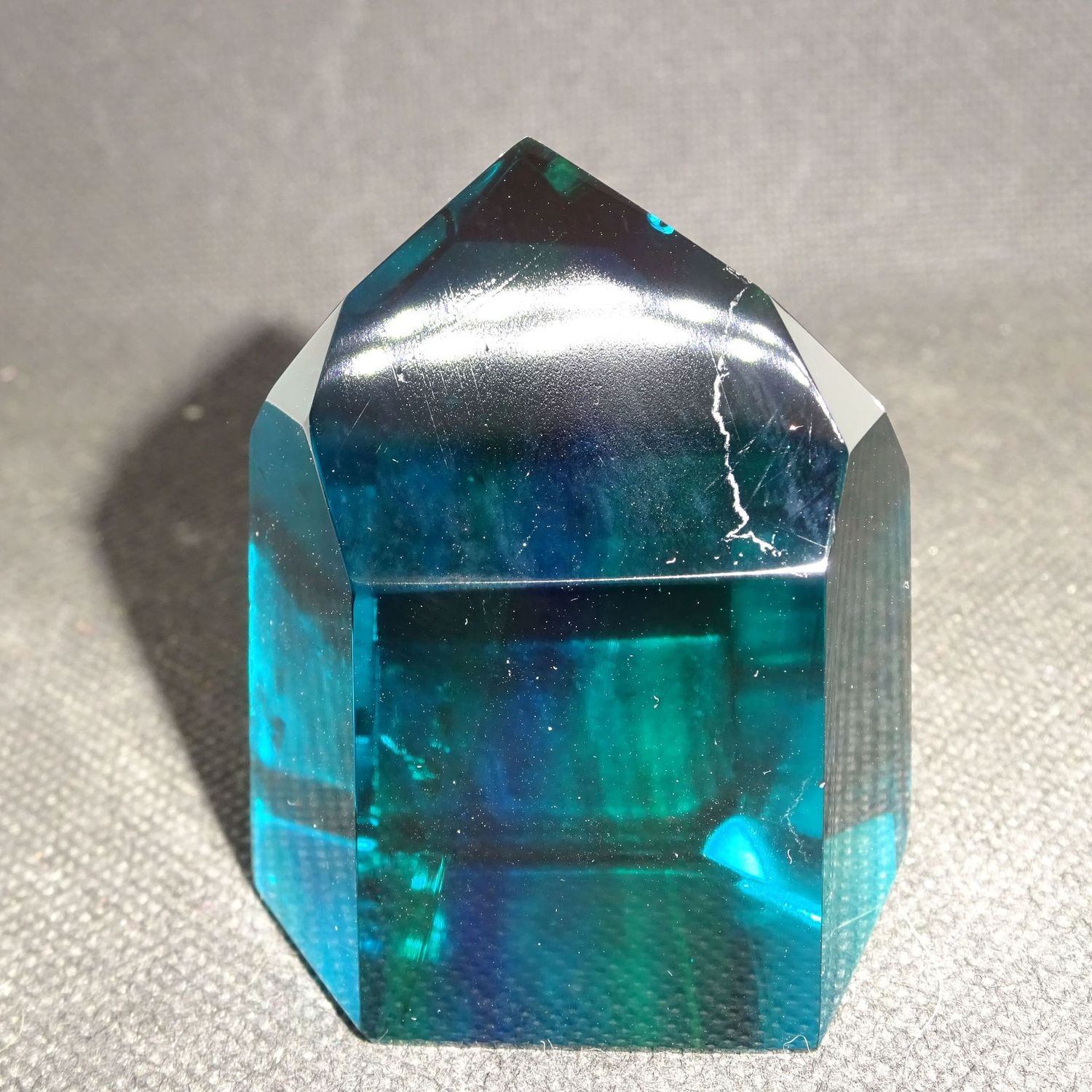 Kristallspitze: Obsidian (Kristallglas) Petrol 4