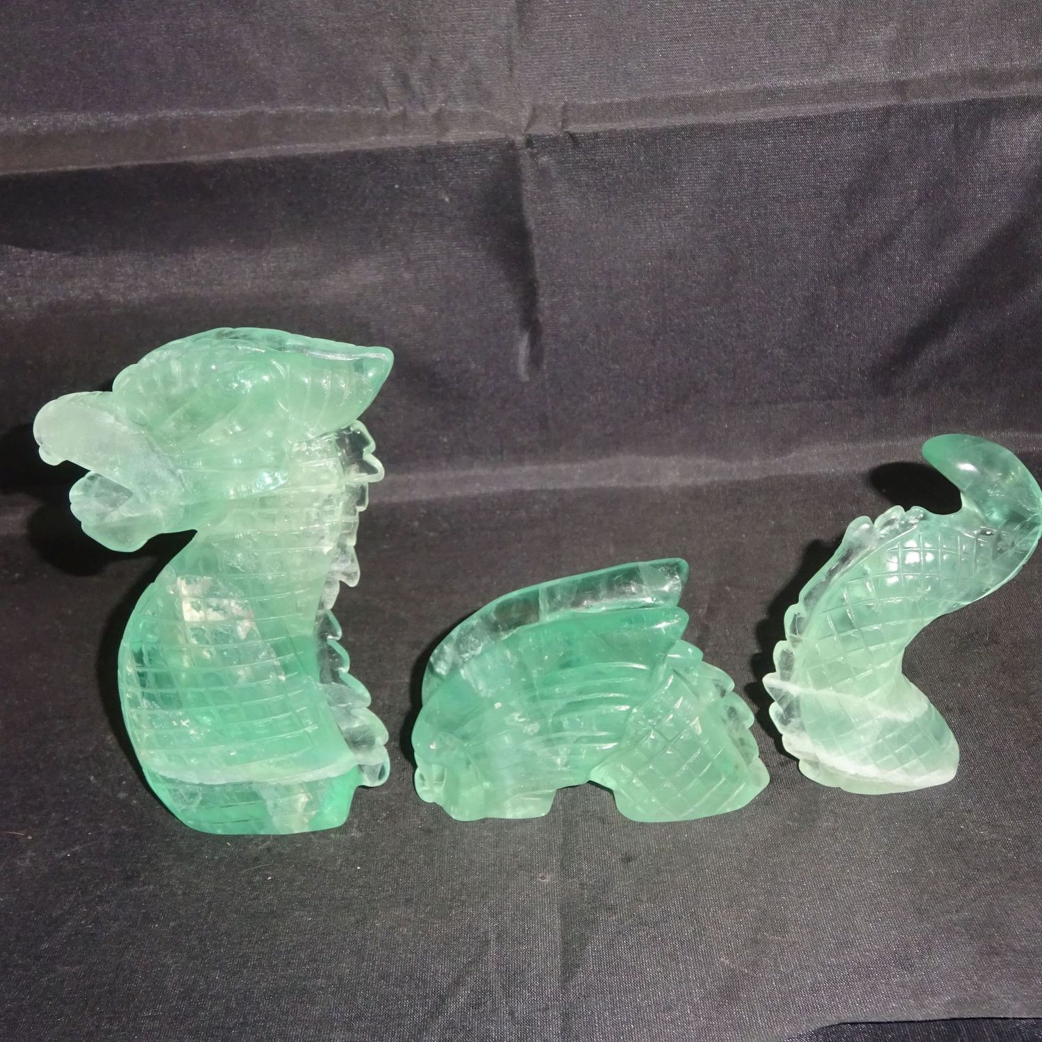 Drache:  drei geteiler Drache aus Fluorit