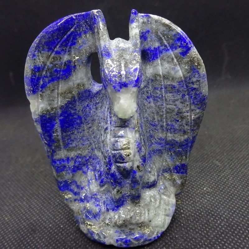 Drachen Skulptur: Lapis Lazuli mit Pyrit Drachen Skulptur: Lapis Lazuli mit Pyrit