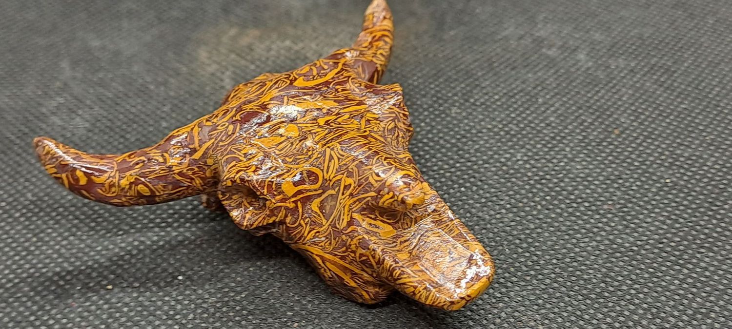 Kristallschädel: Büffelschädel aus Elefantenhautjaspis 2