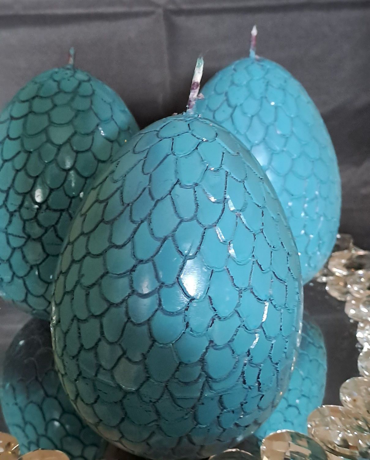 Drachenei Kerze: Türkis