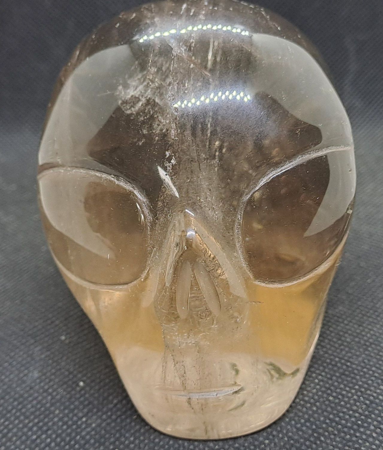 Kristallschädel: Alien aus Rauchcitrin Kristallschädel: Alien aus Rauchcitrin