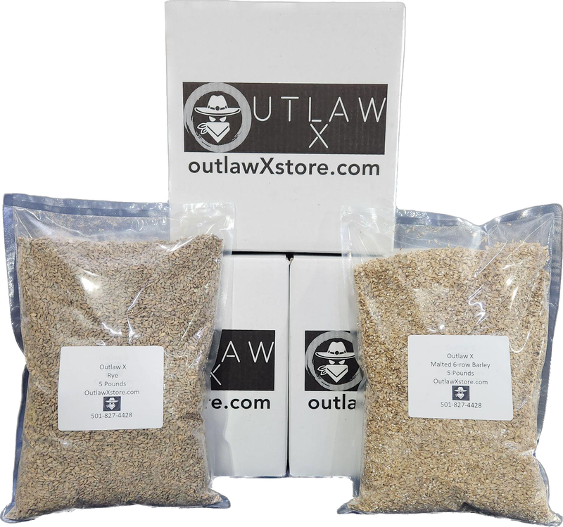 Outlaw X 5lb 6-Row Barley and 5lb Rye Malt for Bourbon, Whiskey, Moonshine Mash Ingredients