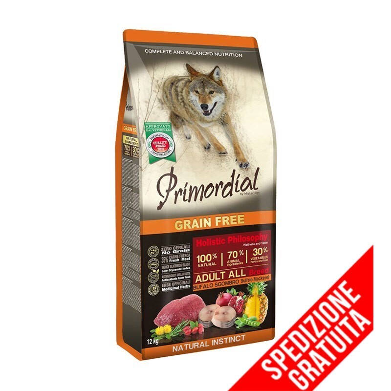 Primordial Grain Free Adult All Breed Bufalo e Sgombro 12 kg