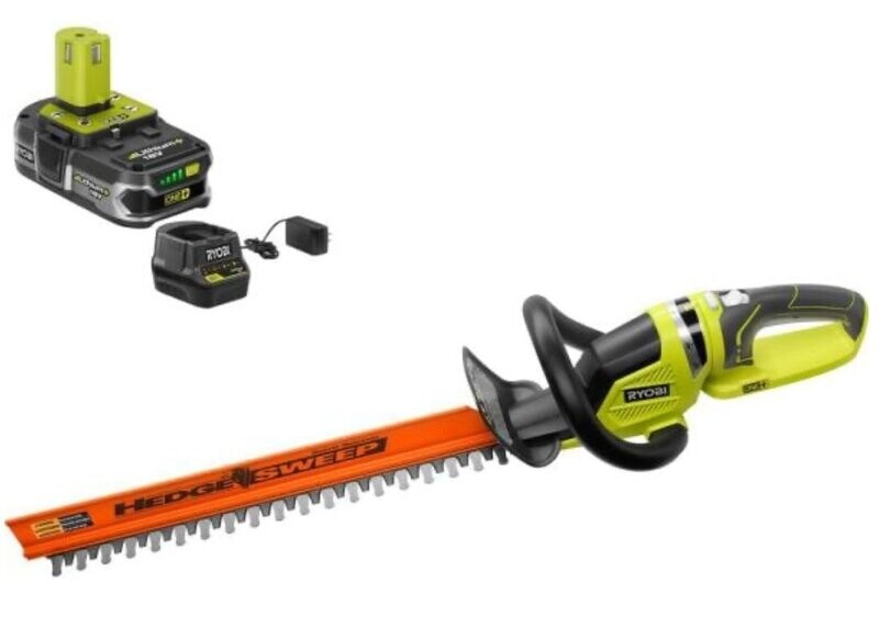 RYOBI ONE+ 18V 22 in. Cordless Battery Hedge Trimmer with 1.5 Ah Battery and Charger