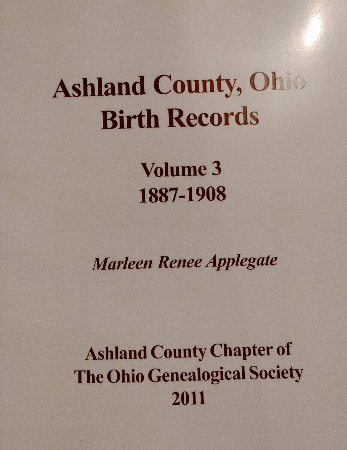 Ashland County Birth Records Vol. 3