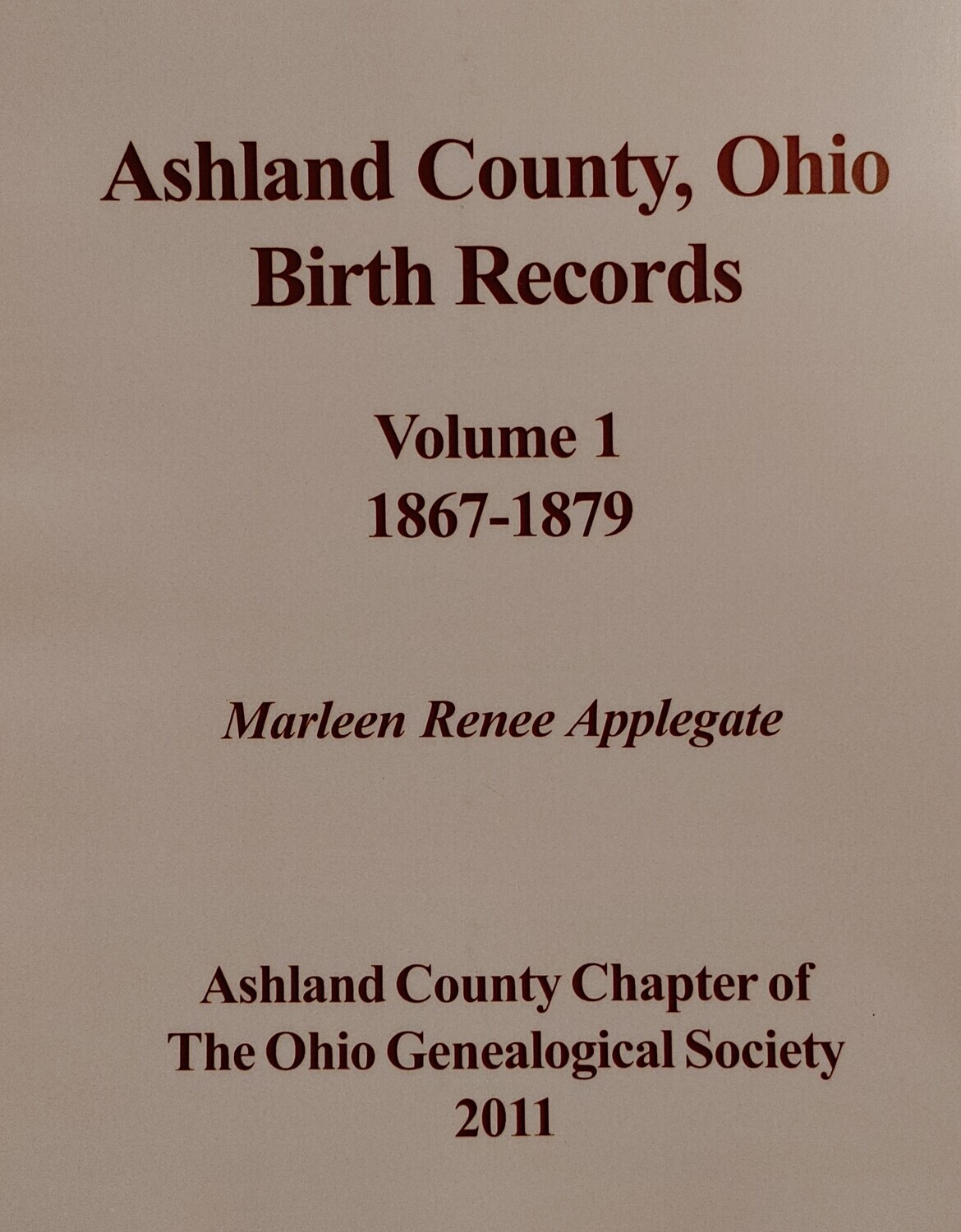Ashland County Birth Records Vol. 1