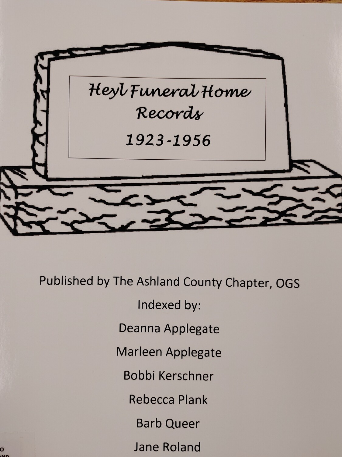 Heyl Funeral Home Records Index 19231956 Store Ashland County