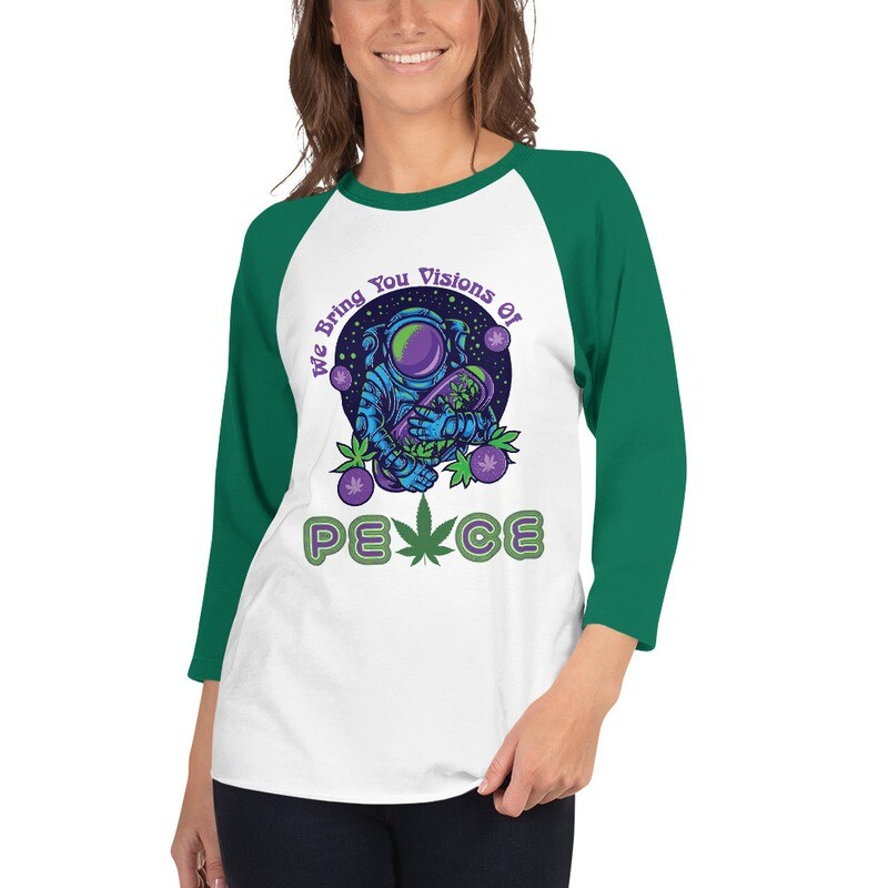 H-Med We Bring You Visions of Peace - Retro 3/4 Sleeve raglan shirt
