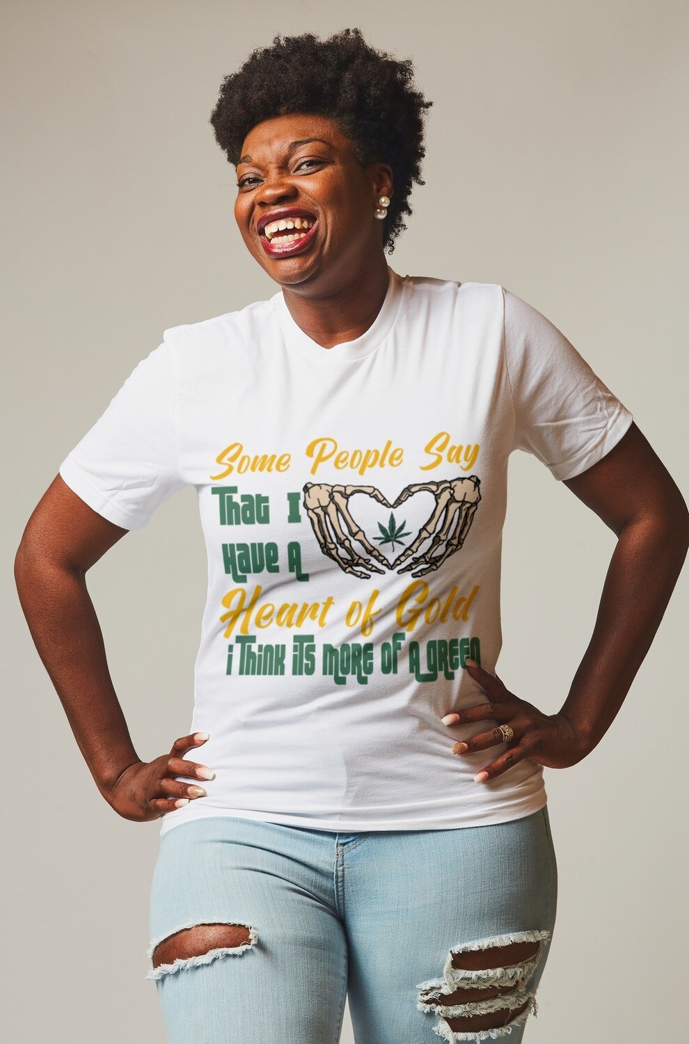 H-Med Skull Hands Heart Cannabis - &quot;Some People Say I Have A Heart of Gold - I Think It&#39;s More Of A Green&quot; Women&#39;s Pullover Hoodie