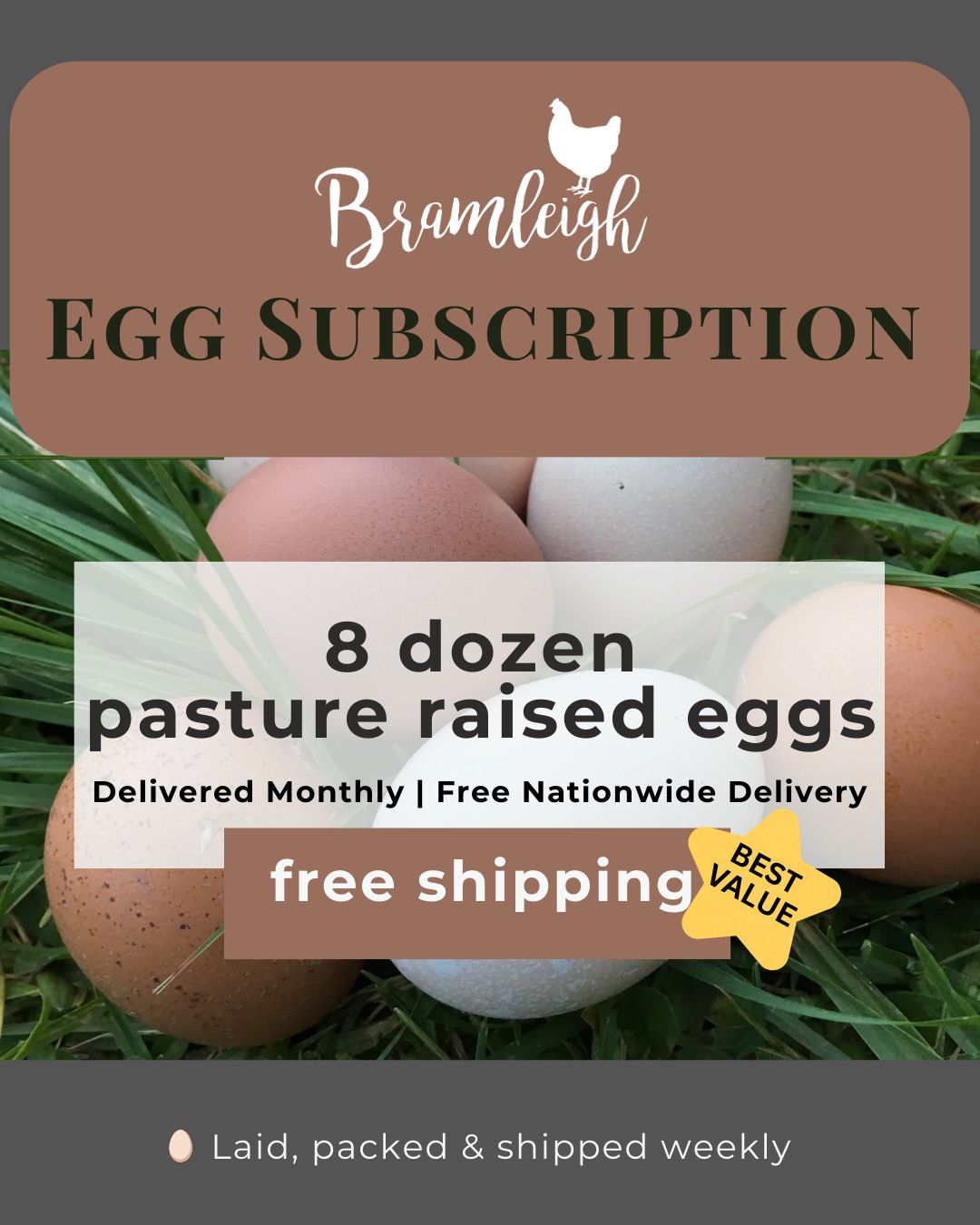 1 Month Egg Subscription - 8 dozen once off
