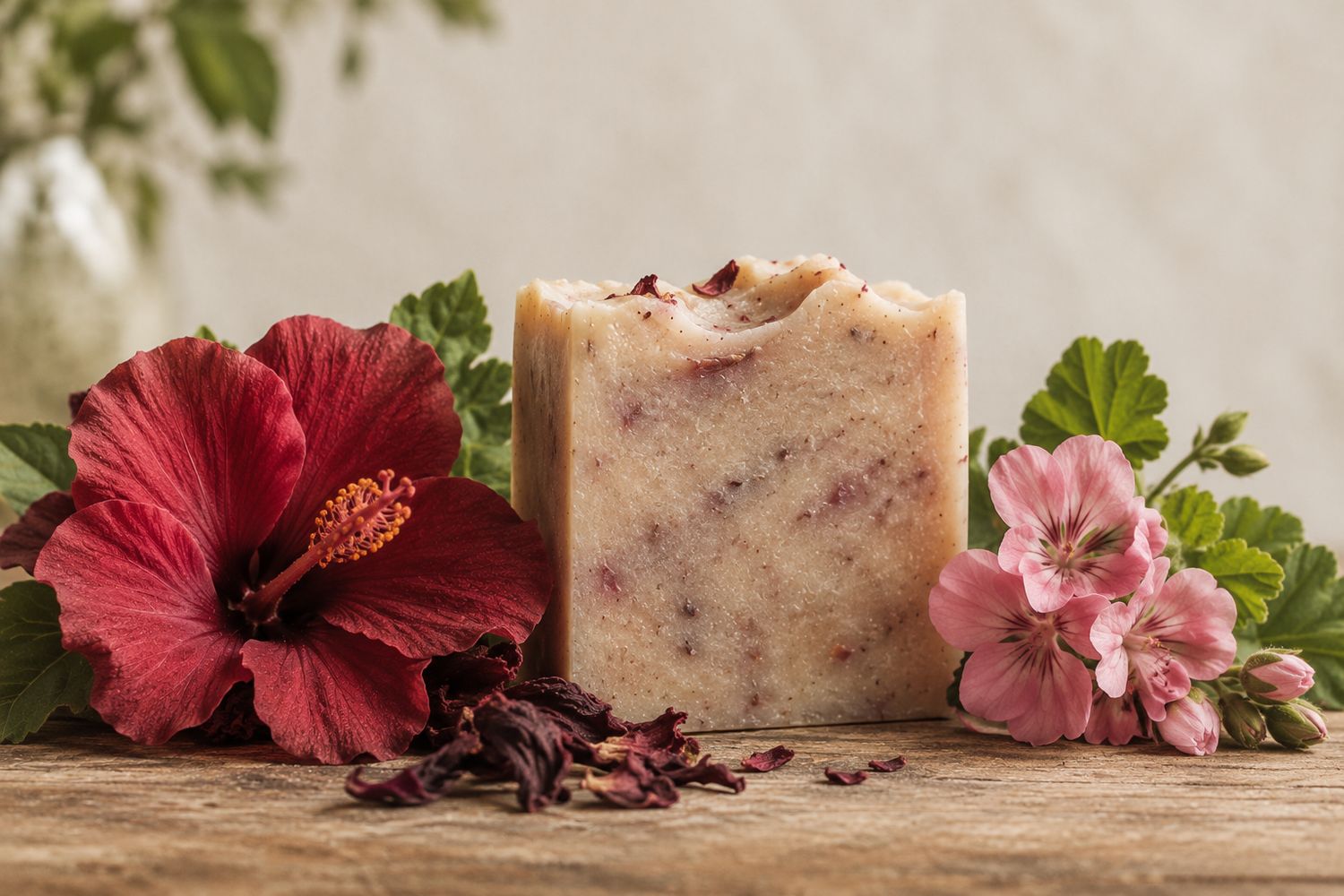 BALANCE - Goats Milk &amp; Tallow Soap Bar -Hibiscus &amp; Rose Geranium