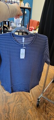 RECYCLED COTTON STRIPE T / NAVY 