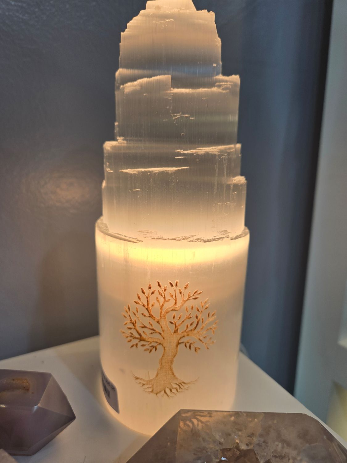 Gold Etched Selenite Lamp