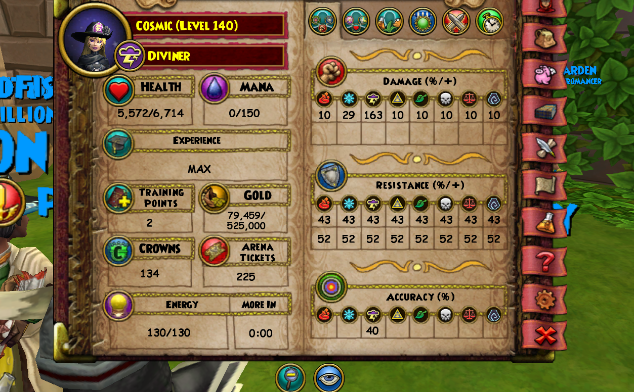Questing Wizard 101 Account Level 150 Max Any School No Gear 4-6 weeks or Less