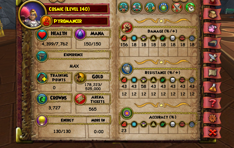 Preorder Wizard 101 Account 150 Fire Max with Awesome Gear
