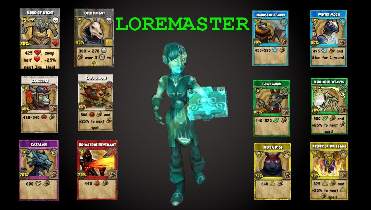 Wizard 101 Any Loremaster Spell or Grady Spell Or Spell Crafted