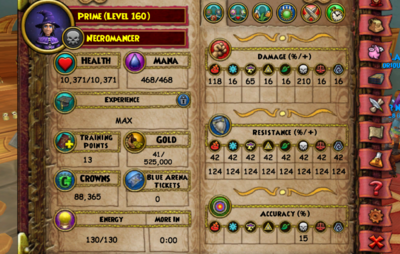 5-Week Delivery Wizard 101 Level 160 Max Death Necromancer All Aeon Gear + Quint Pet 2.0