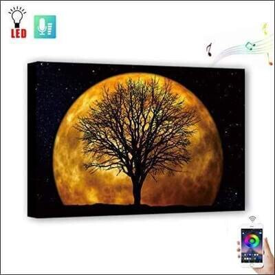 Full Moon Tree of Life LED Canvas Wall Art