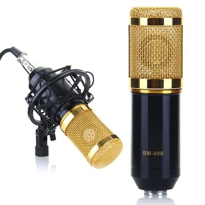 Condenser Sound Recording Microphone and Plastic Shock Mount for Radio Broadcasting Studio Voice Recording