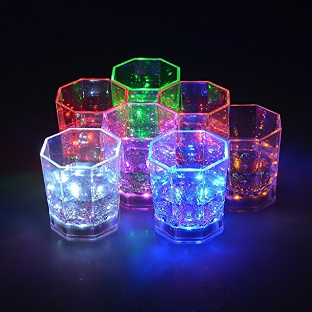 1pc Rainbow Flashing Light Up Wine Glasses with LED Glowing Lights  7 Colors