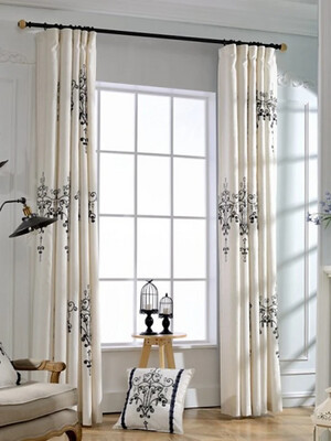 Custom Eco-friendly Curtains Drapes Two Panels / Embroidery