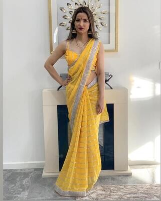 Saree with stitched blouse combo