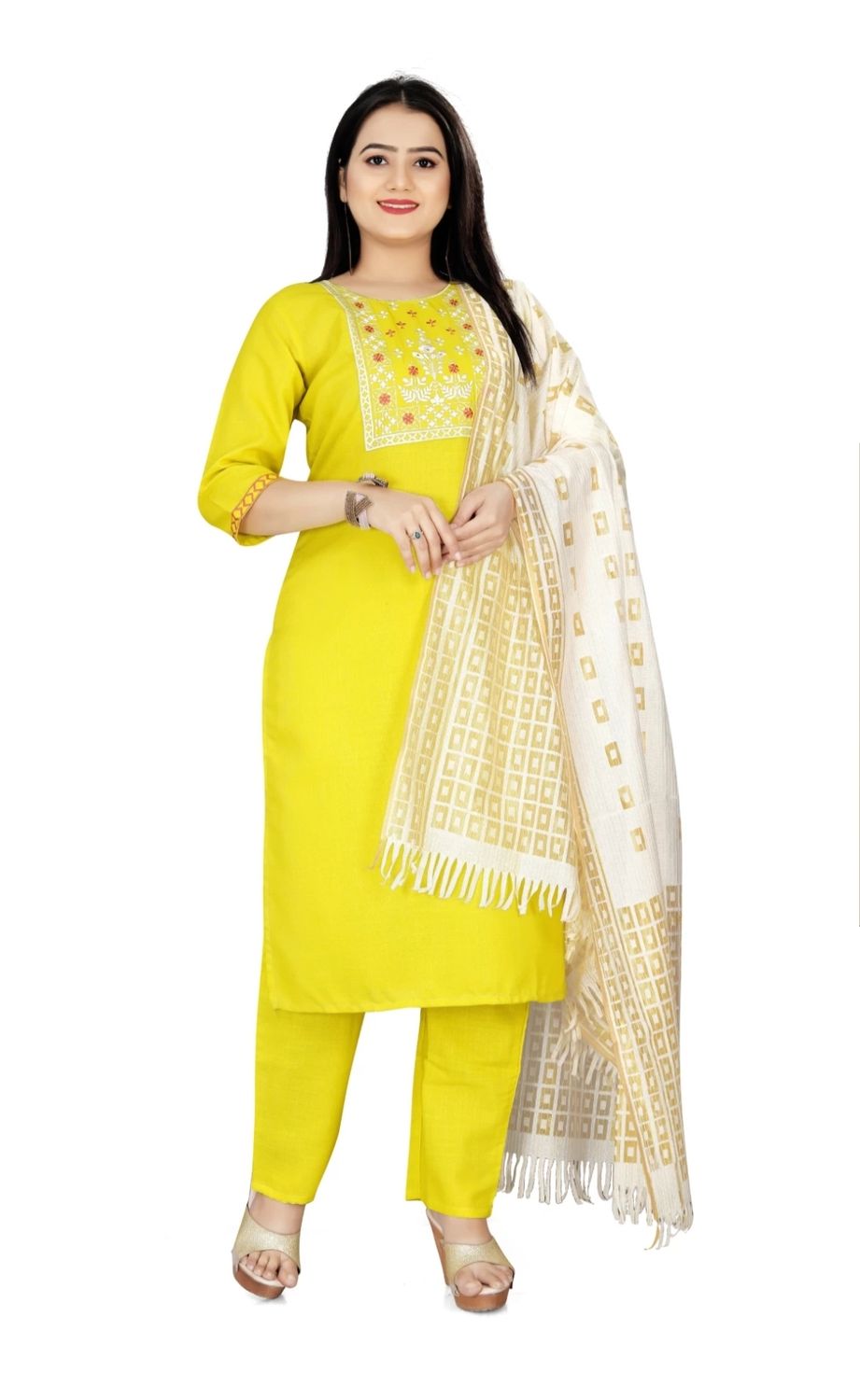 Cotton/rayon 3 piece straight set