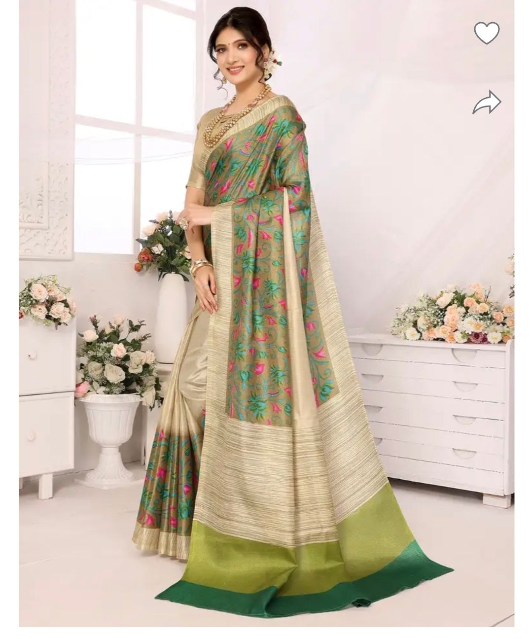 Art printed silk saree