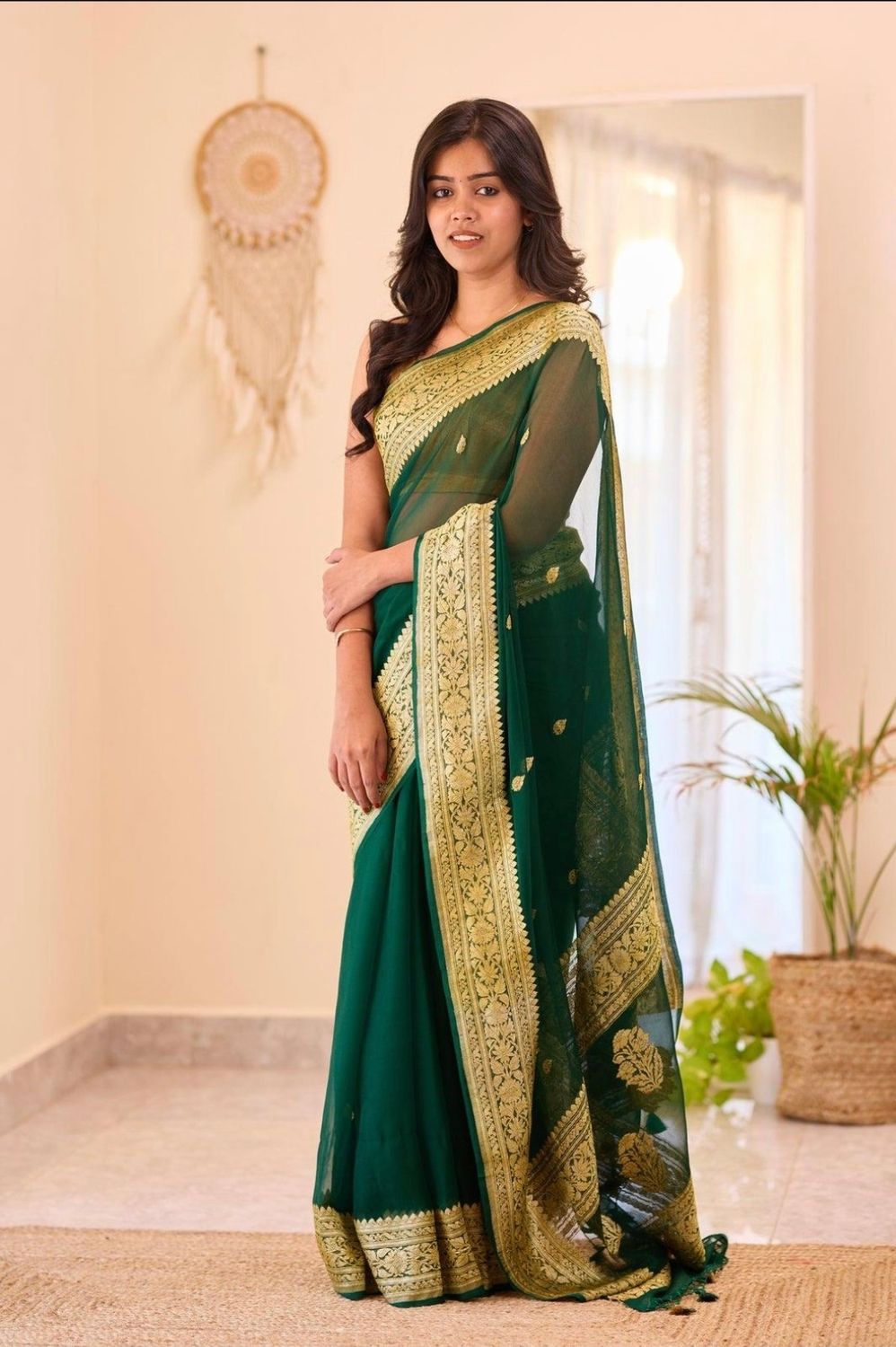 Linen silk saree