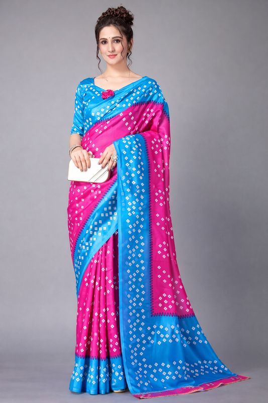 Bandhej silk saree