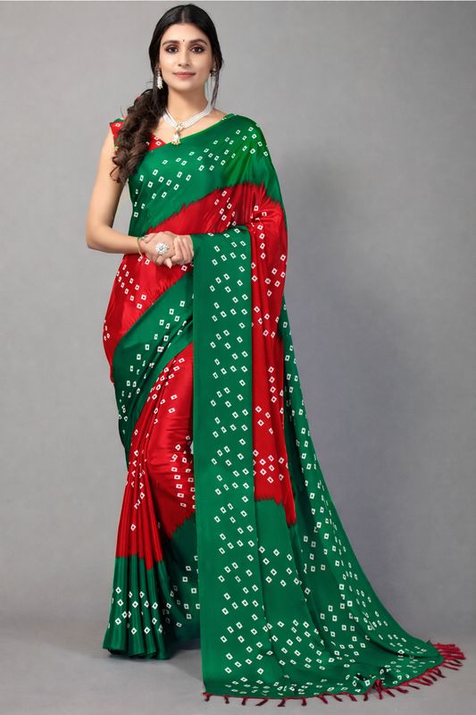Bandhej silk saree