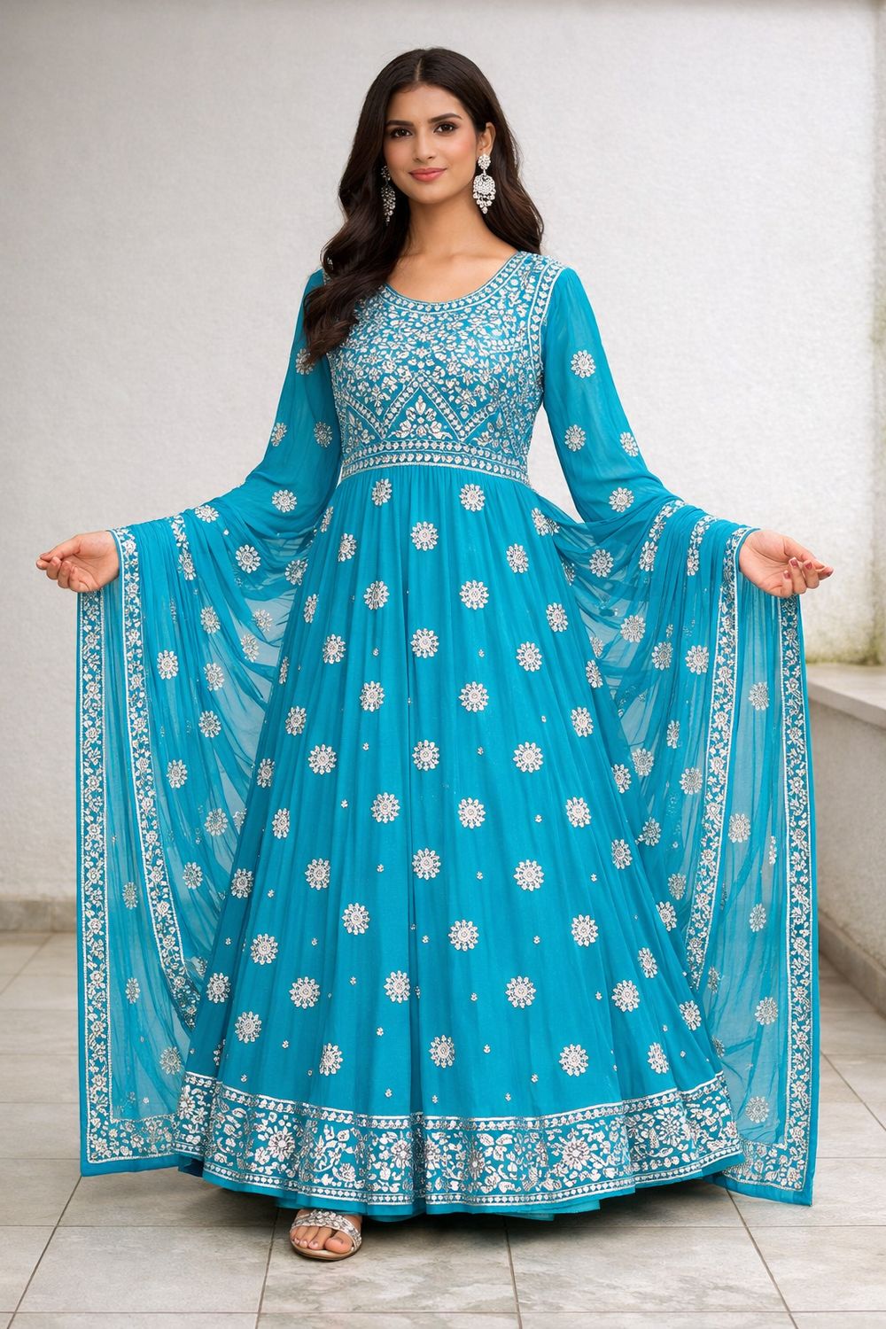 Georgette gown duppata Set