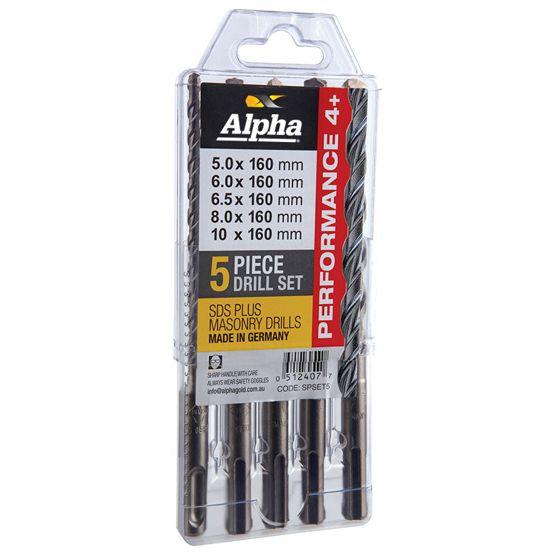 Alpha SDS + Masonry Drill Set 5, 6, 6.5, 8, 10mm