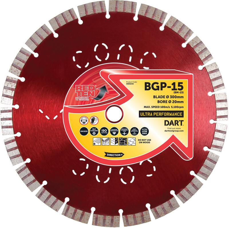 DART Red Ten BGP-15 Ultra Blade 300 x 20mm Bore x 15 Segment