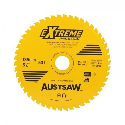 Austsaw Extreme Stainless Steel Blade 135mm x 20 x 50T