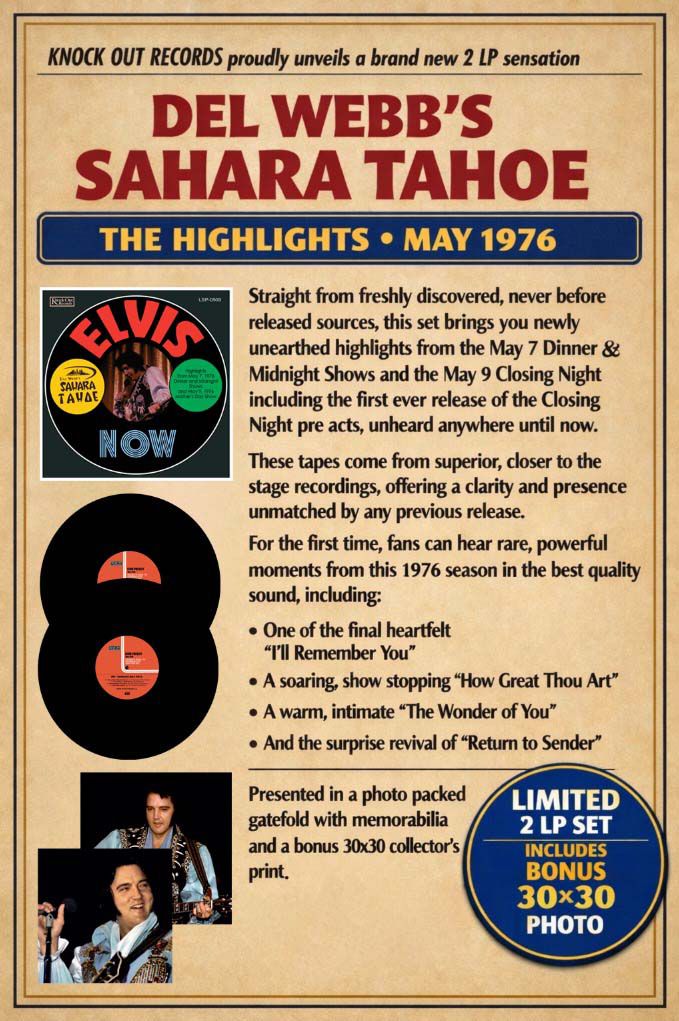 ​Webb's Sahara Tahoe - The Highlights May 1976 Black Vinyl