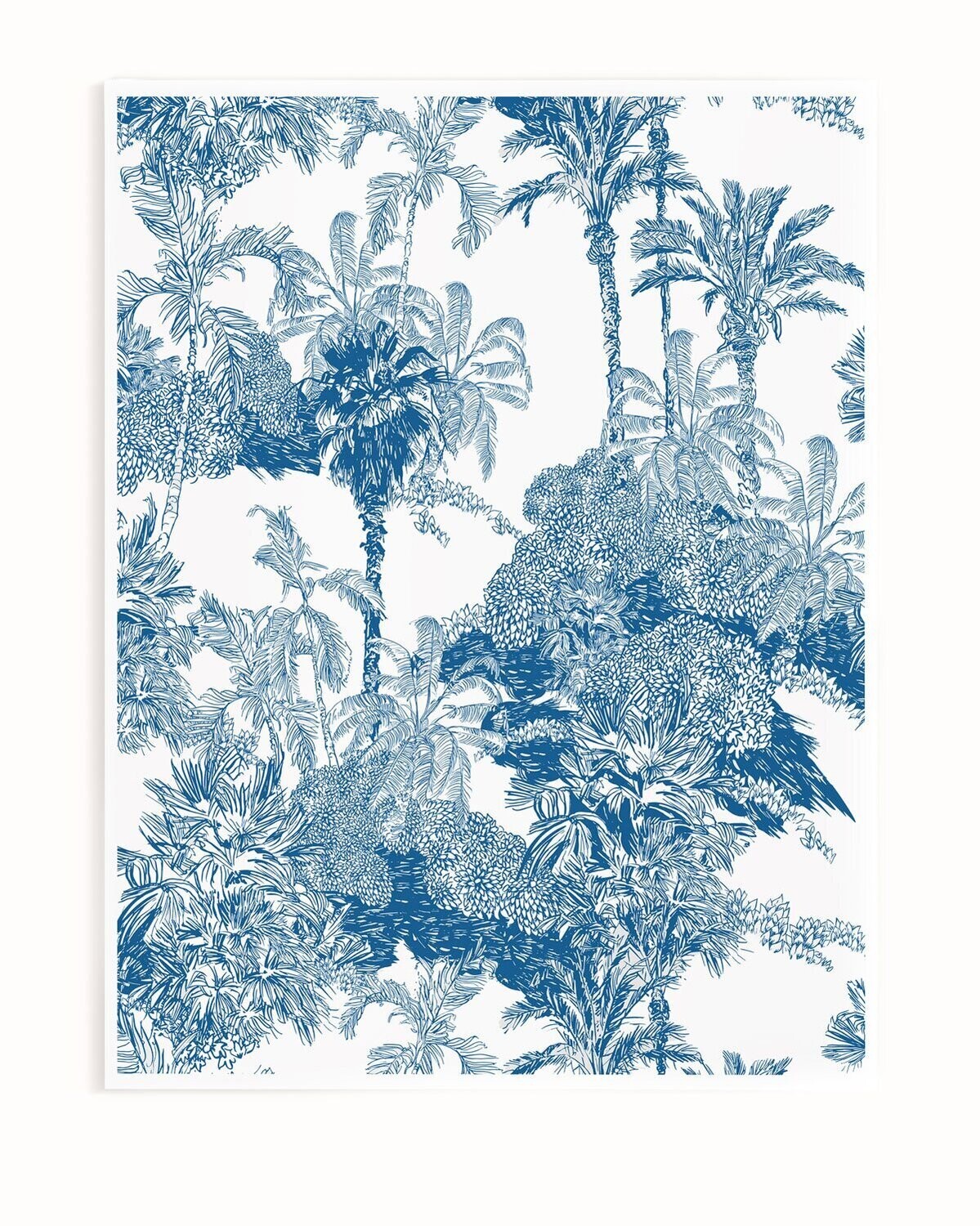 BLUE AND WHITE JUNGLE FOREST | ART PRINT