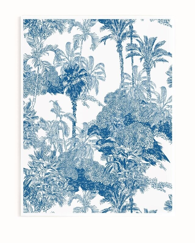 BLUE AND WHITE JUNGLE FOREST | ART PRINT